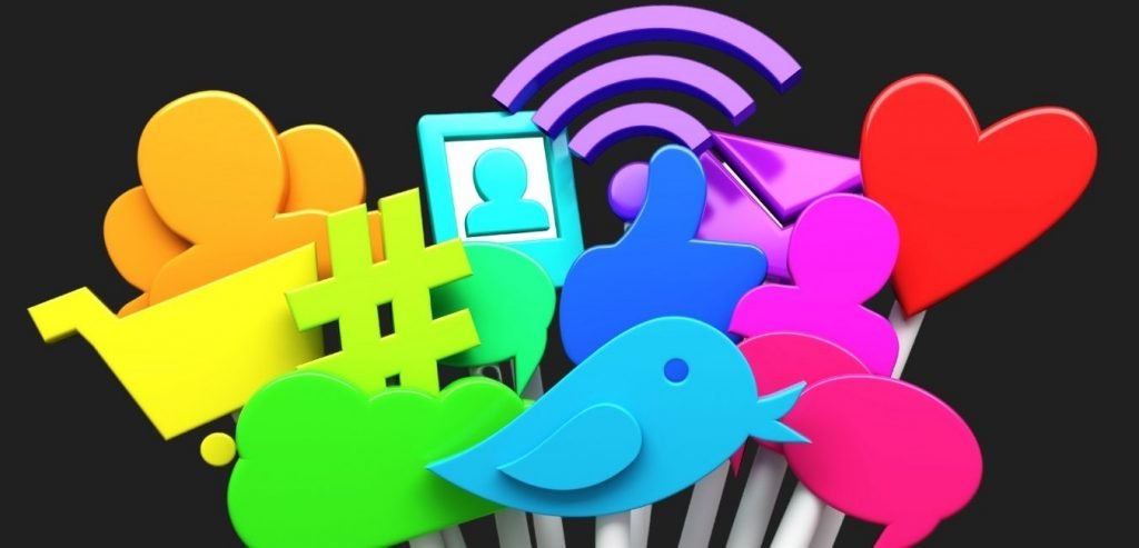 Social media icons displayed as popsicle sticks